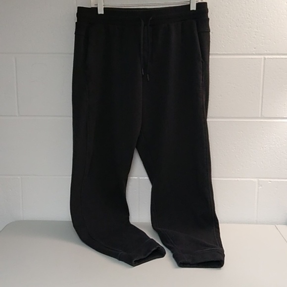 Black velour lined drawstring elastic waist joggers sweat pants - Picture 8 of 9